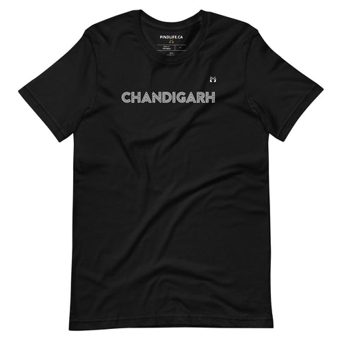 PindLife Chandigarh T-Shirt in black, front view, Punjabi Pride, City Beautiful