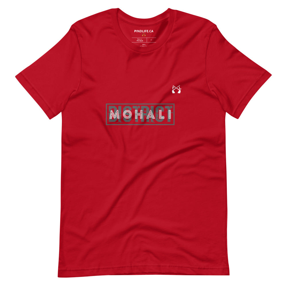 PindLife District Mohali T-Shirt in red, front view, Puadh Punjab