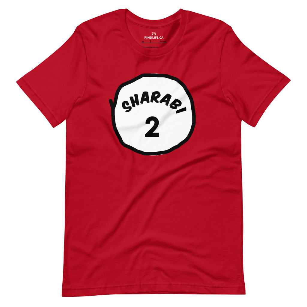 PindLife Sharabi #2 T-Shirt in red, front view, Funny Punjabi Tee