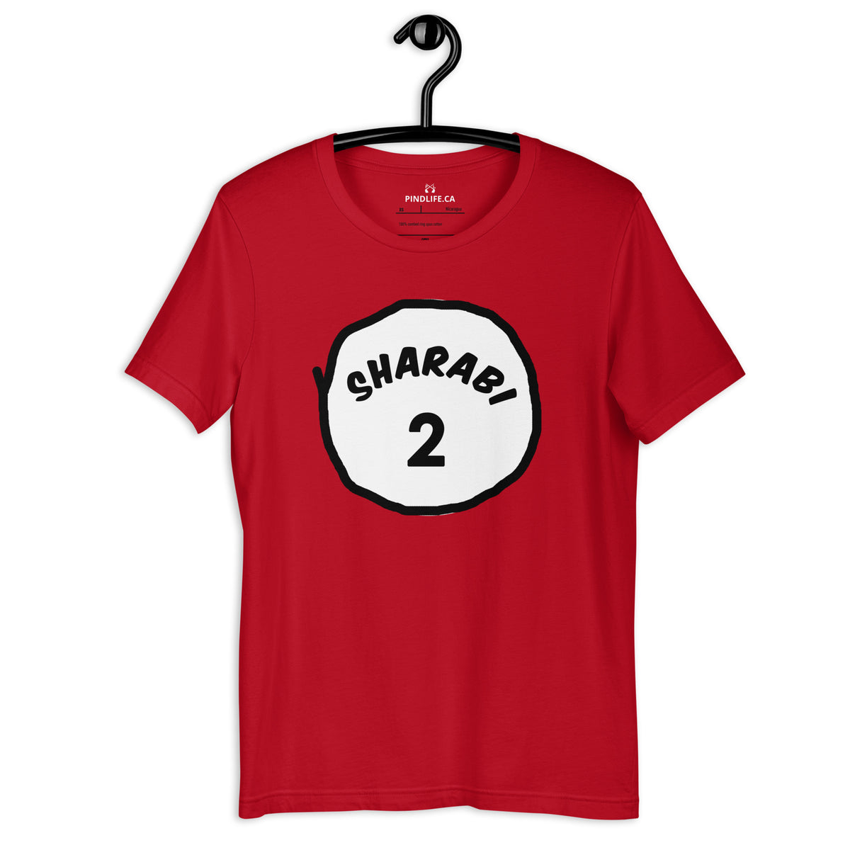 PindLife Sharabi #2 T-Shirt in red, front view, Funny Punjabi Tee