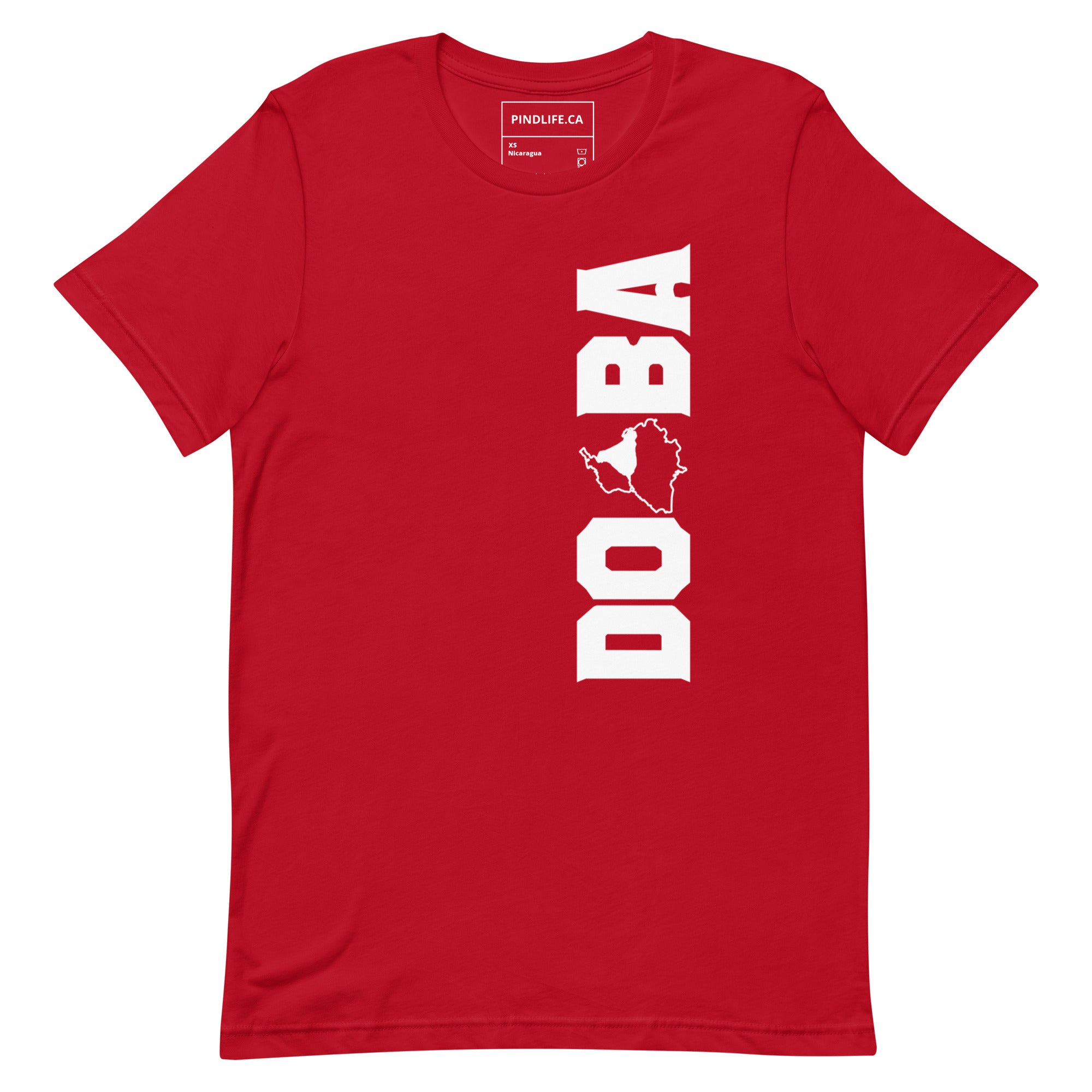 PindLife Doaba T-Shirt (Vertical Print) in red, front view, Punjab Region