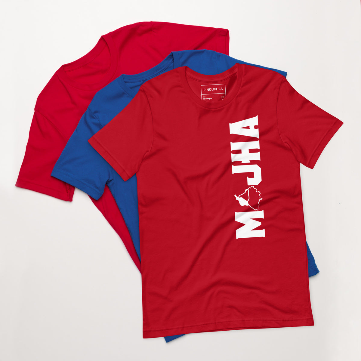 PindLife Majha T-Shirt (Vertical Print) in red, front view, Punjab Region