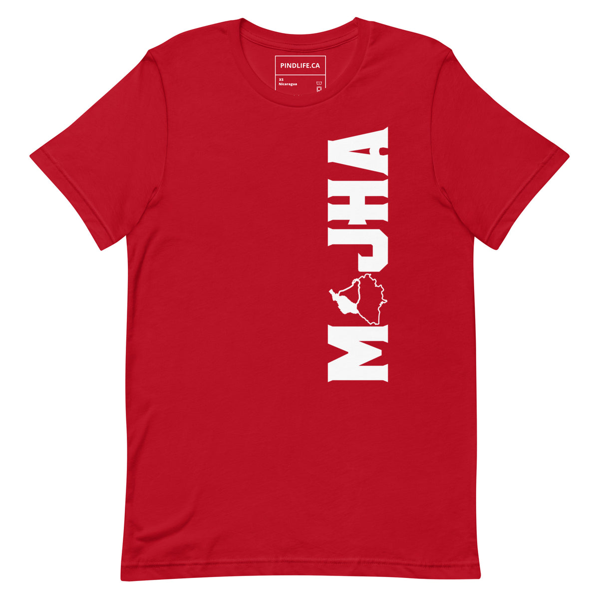 PindLife Majha T-Shirt (Vertical Print) in red, front view, Punjab Region