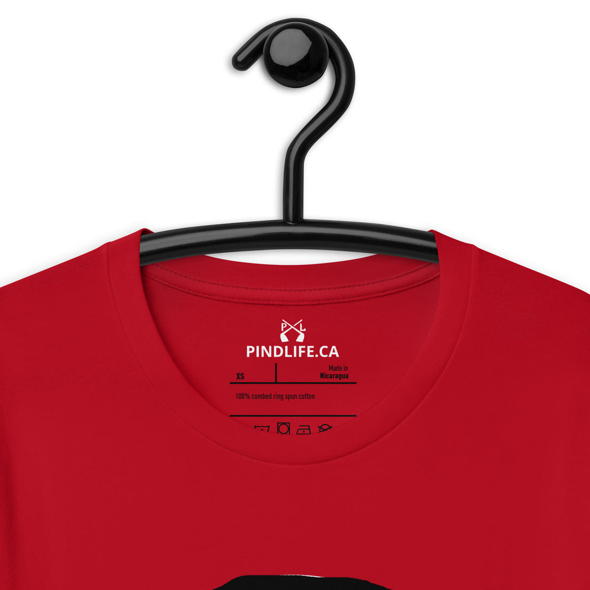 PindLife Sharabi #1 T-Shirt in red, close-up of the print, Funny Punjabi Tee