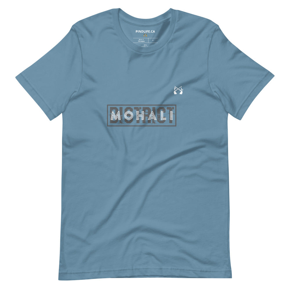PindLife District Mohali T-Shirt in steel blue, front view, Puadh Punjab