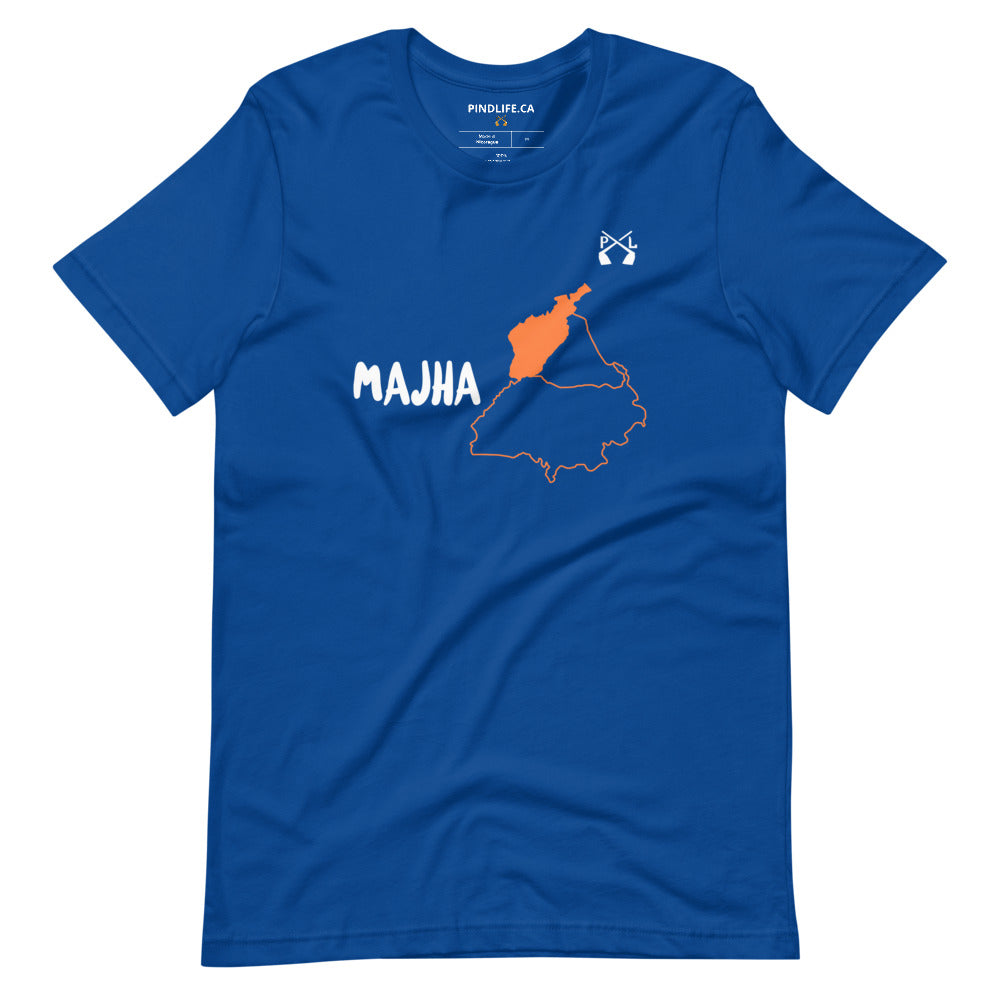 PindLife Majha T-Shirt in true royal, front view, Punjab Region