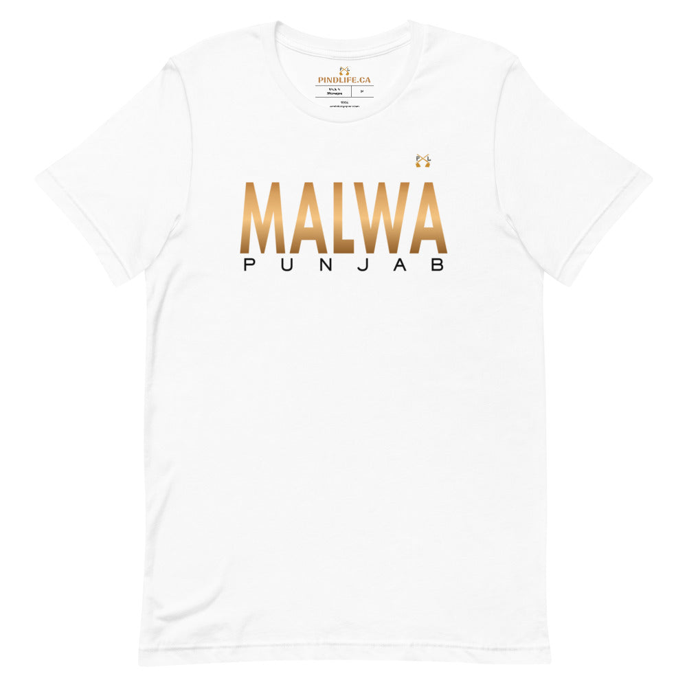 PindLife Malwa T-Shirt (Punjab Print) in white, front view, Punjab Region