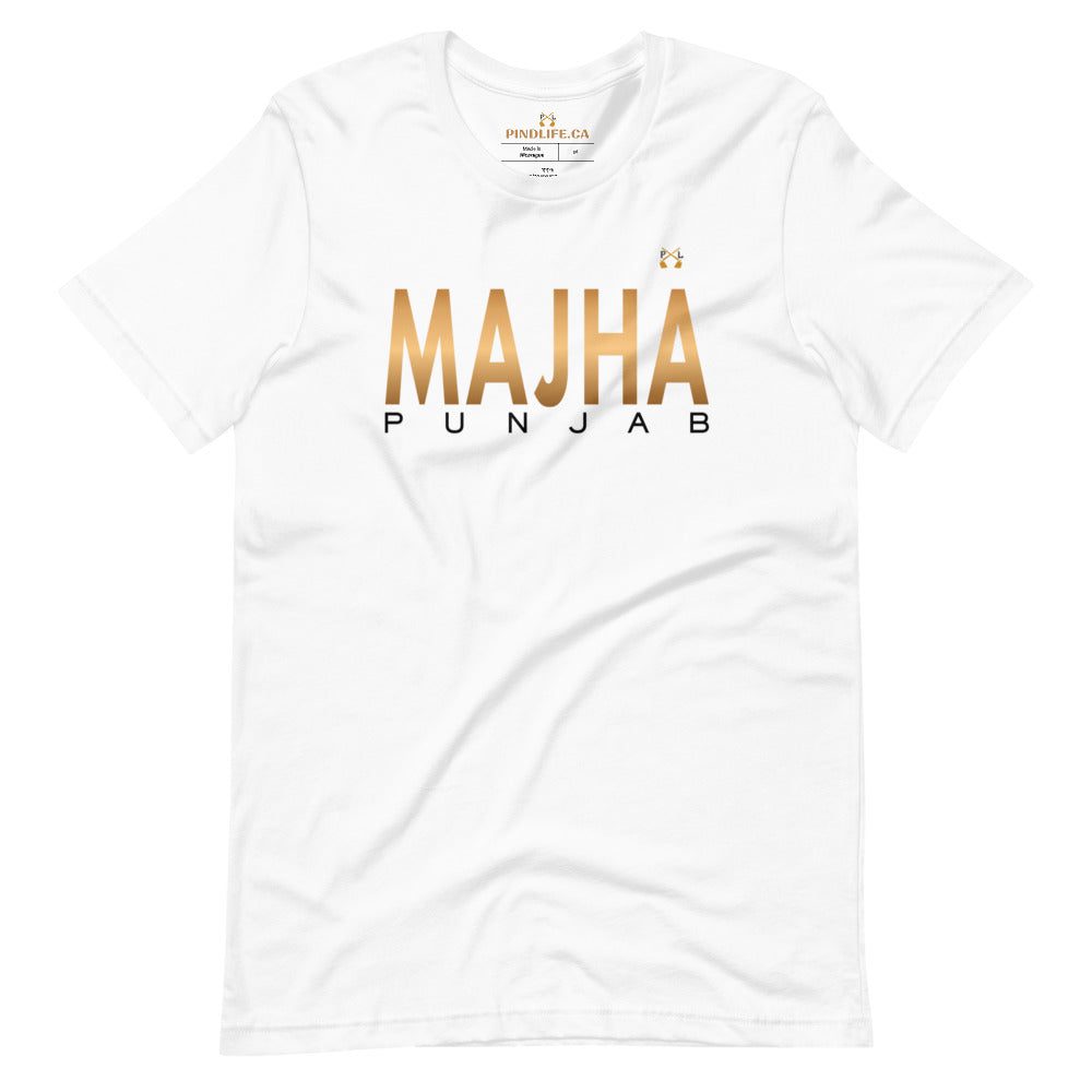 PindLife Majha T-Shirt (Punjab Print) in white, front view, Punjab Region
