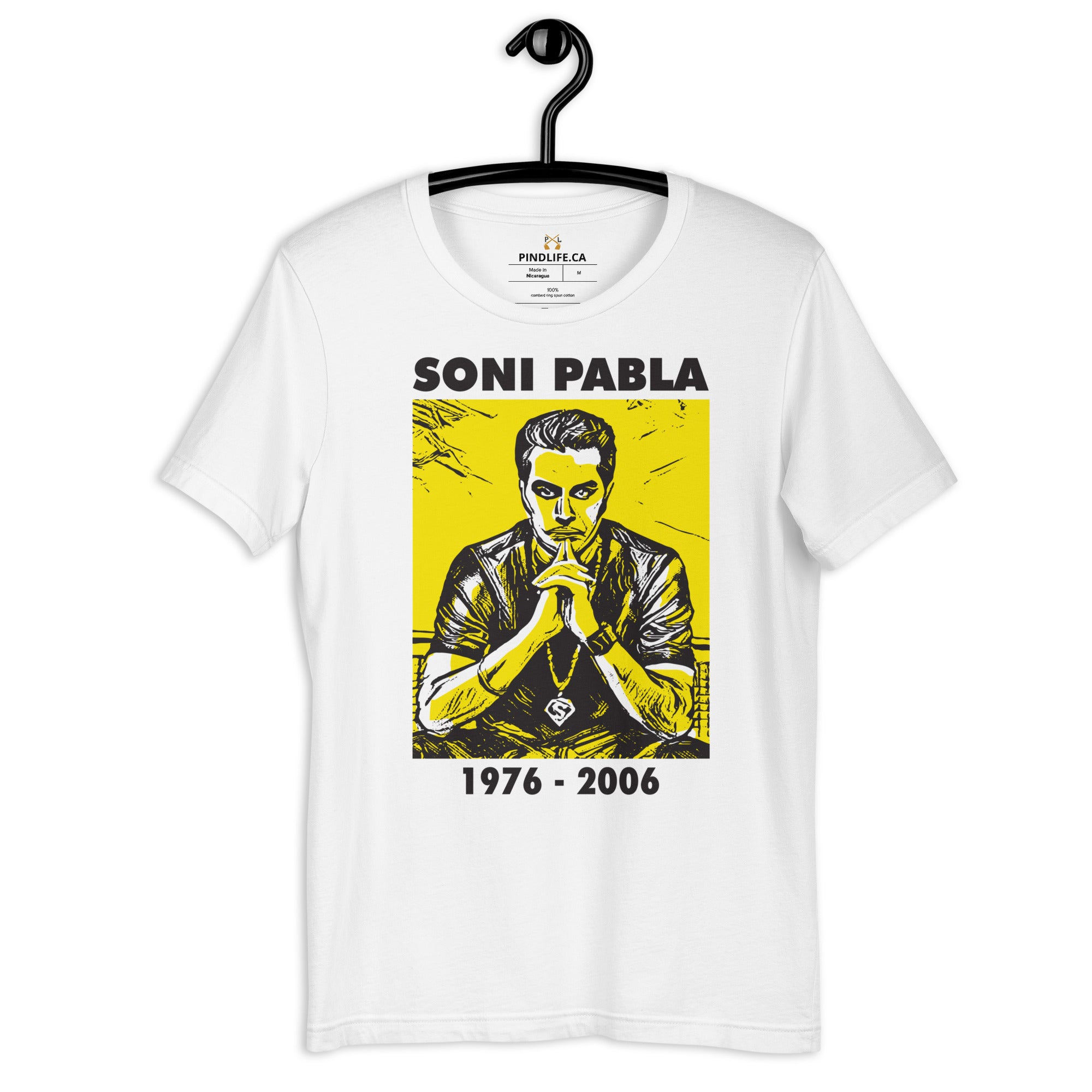 PindLife Soni Pabla Tribute Shirt White in white, front view, Punjabi Music Tee