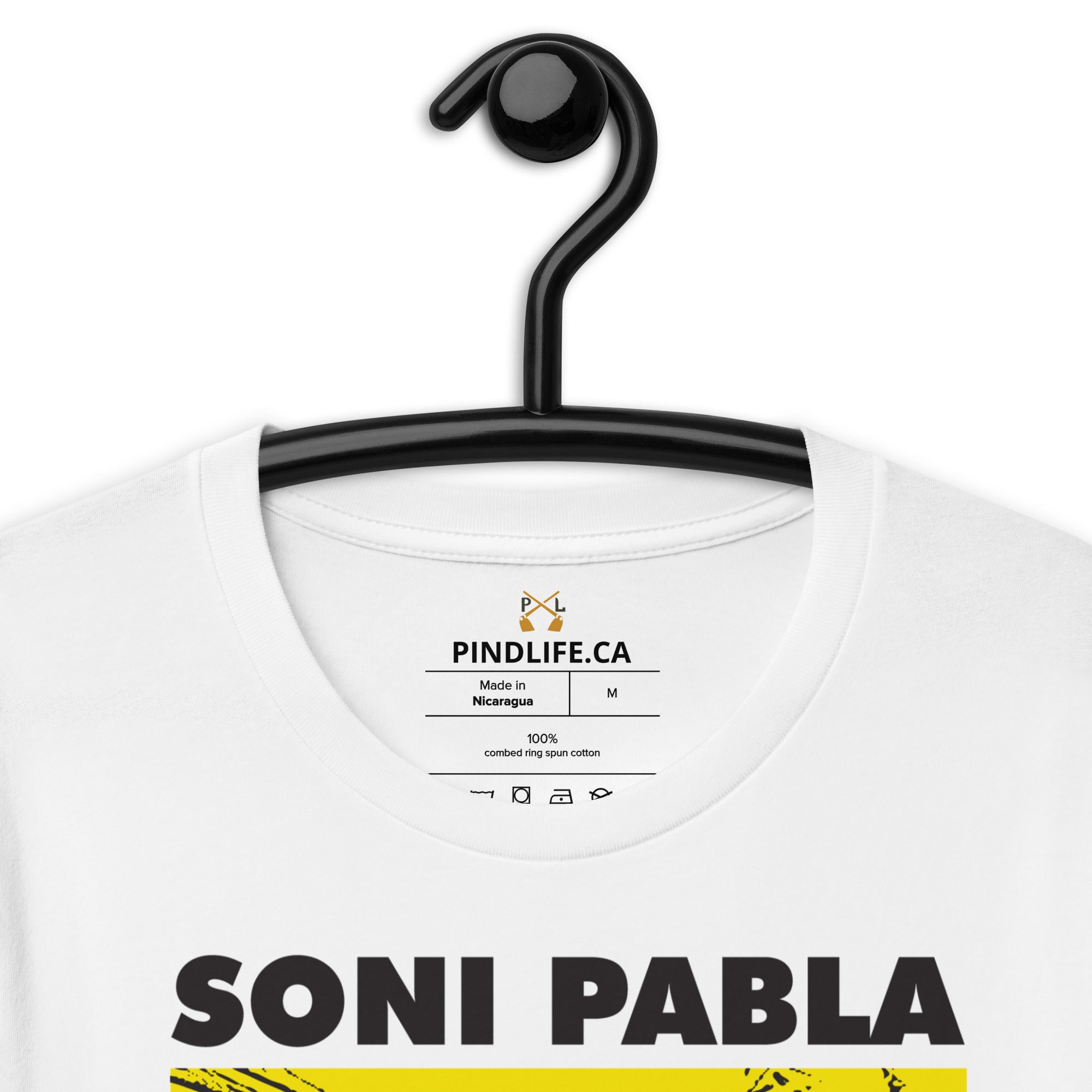 PindLife Soni Pabla Tribute Shirt White in white, close-up of the print, Punjabi Music Tee